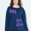 Μπλούζα φούτερ μακρυμάνικη, oversized με τύπωμα και διακοσμητικές ραφές