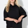 Μπλούζα oversized με όρθιο γιακά και 3/4 μανίκια