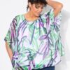 Μπλούζα σιφόν oversized, κοντά μανίκια, αδιαφανές τοπ