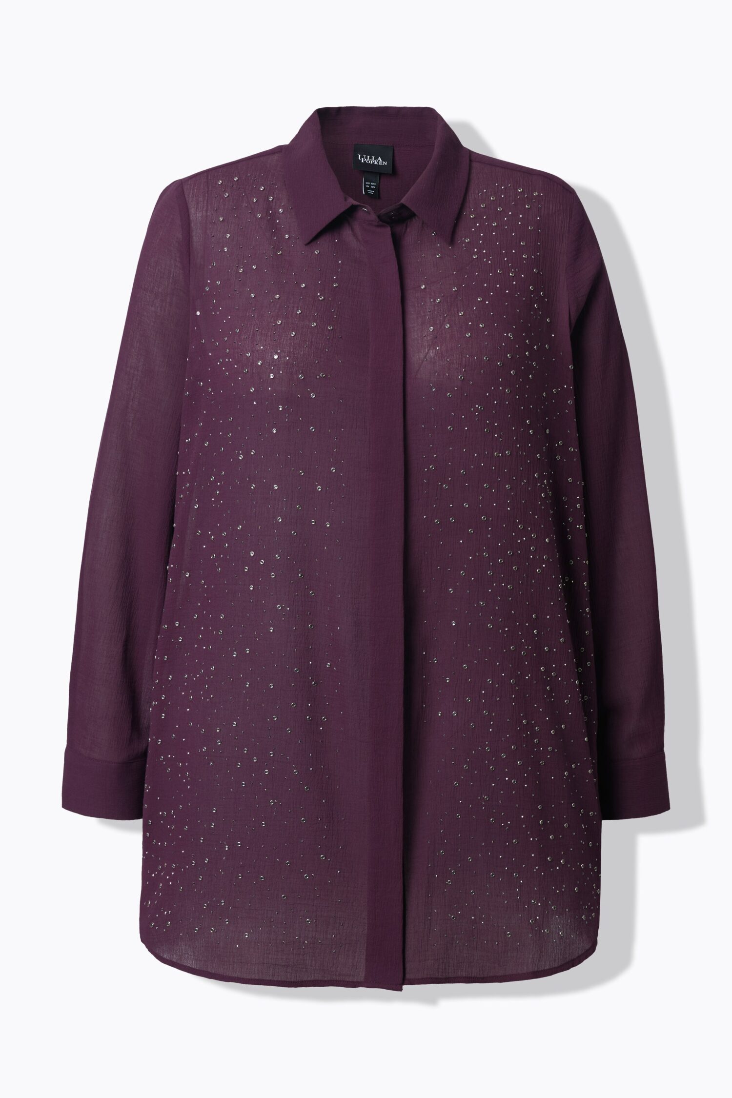 Πουκάμισο μακρυμάνικο, από διαφανές ύφασμα με στρας