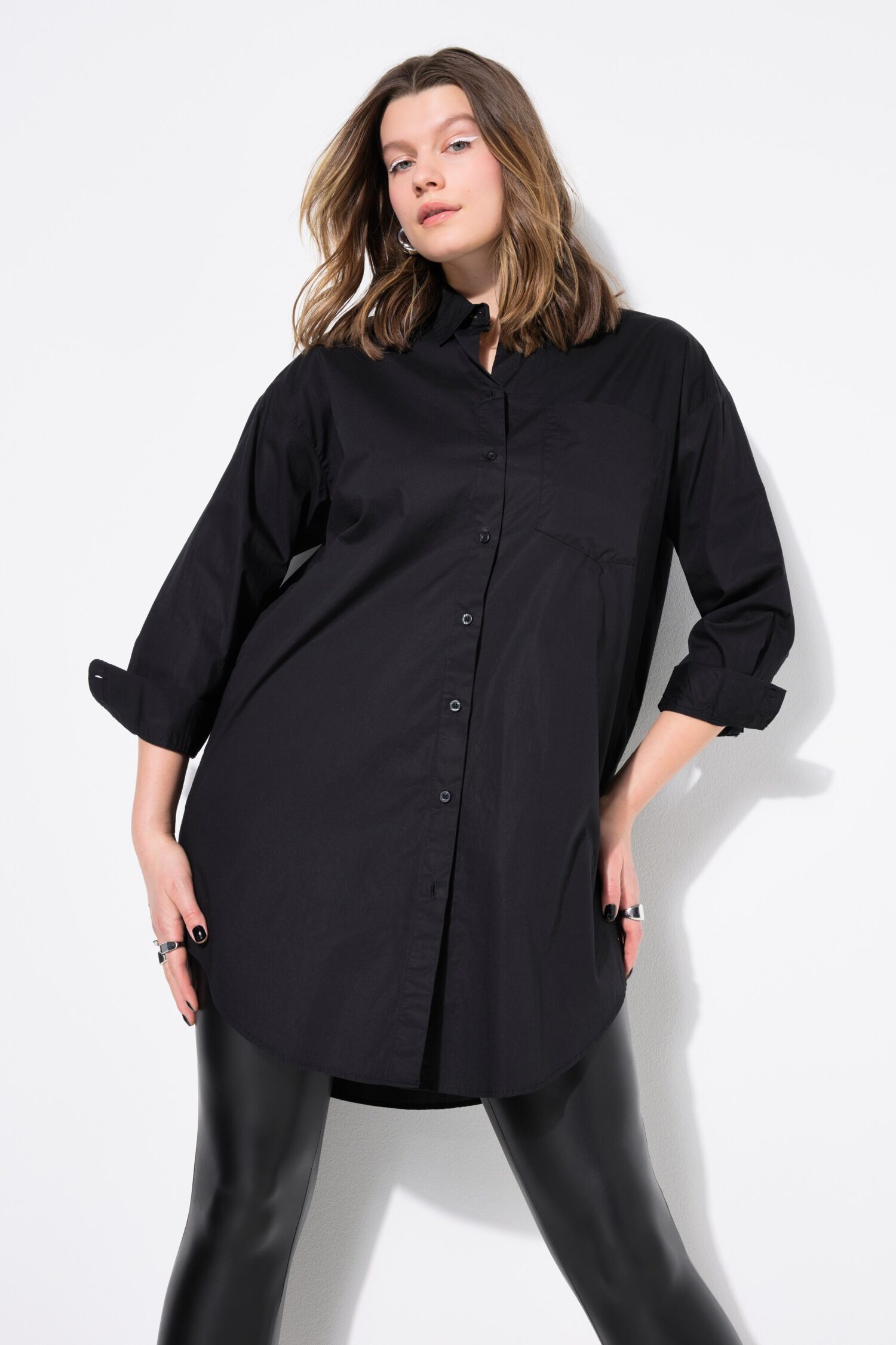 Πουκάμισο μονόχρωμο, μακρύ, oversized