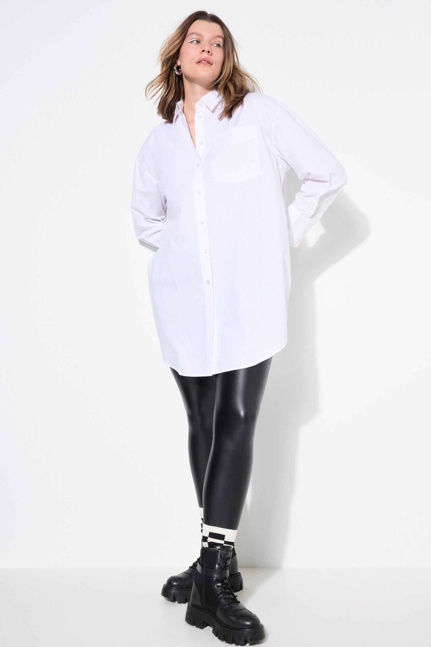 Πουκάμισο μονόχρωμο, μακρύ, oversized