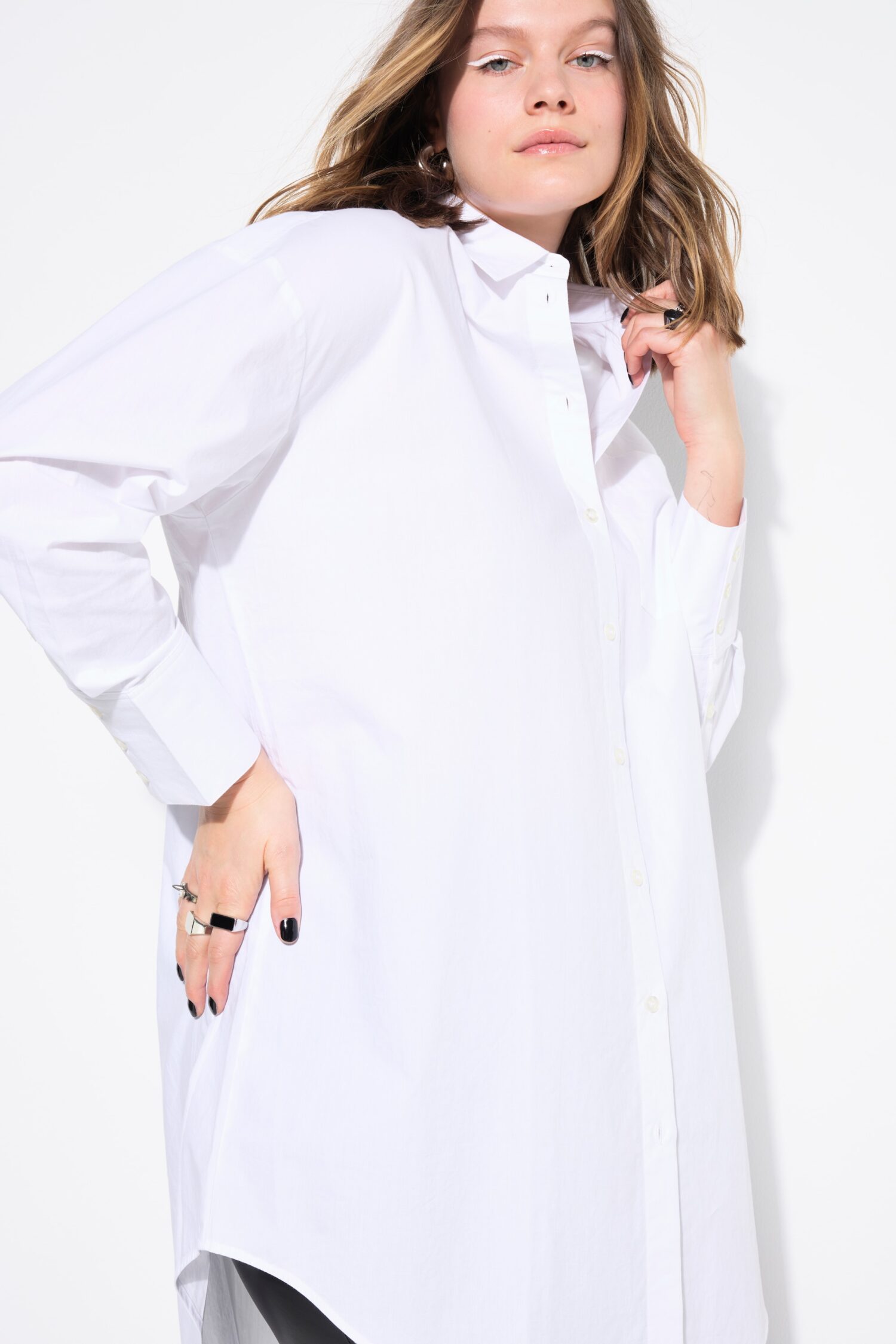 Πουκάμισο μονόχρωμο, μακρύ, oversized