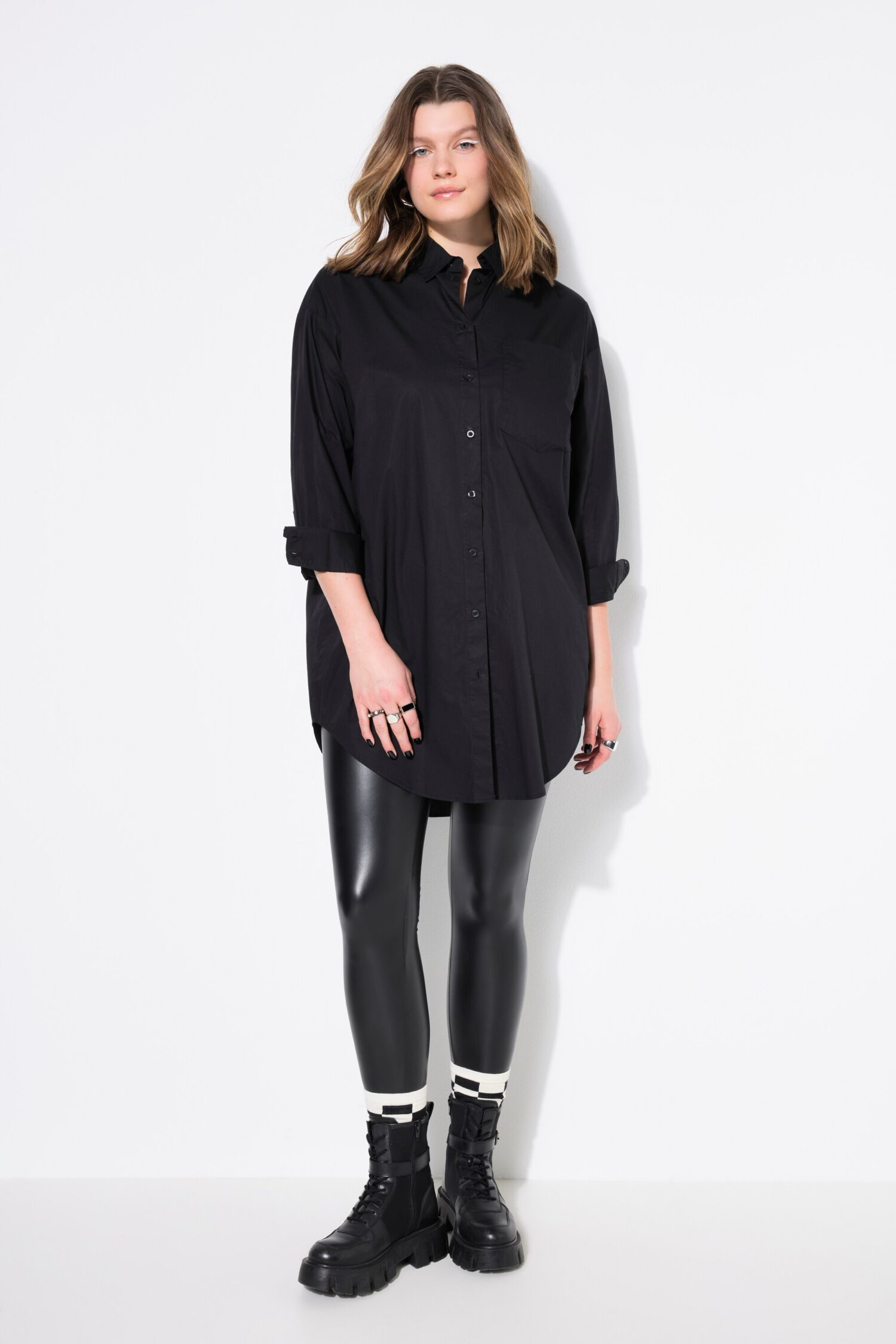 Πουκάμισο μονόχρωμο, μακρύ, oversized
