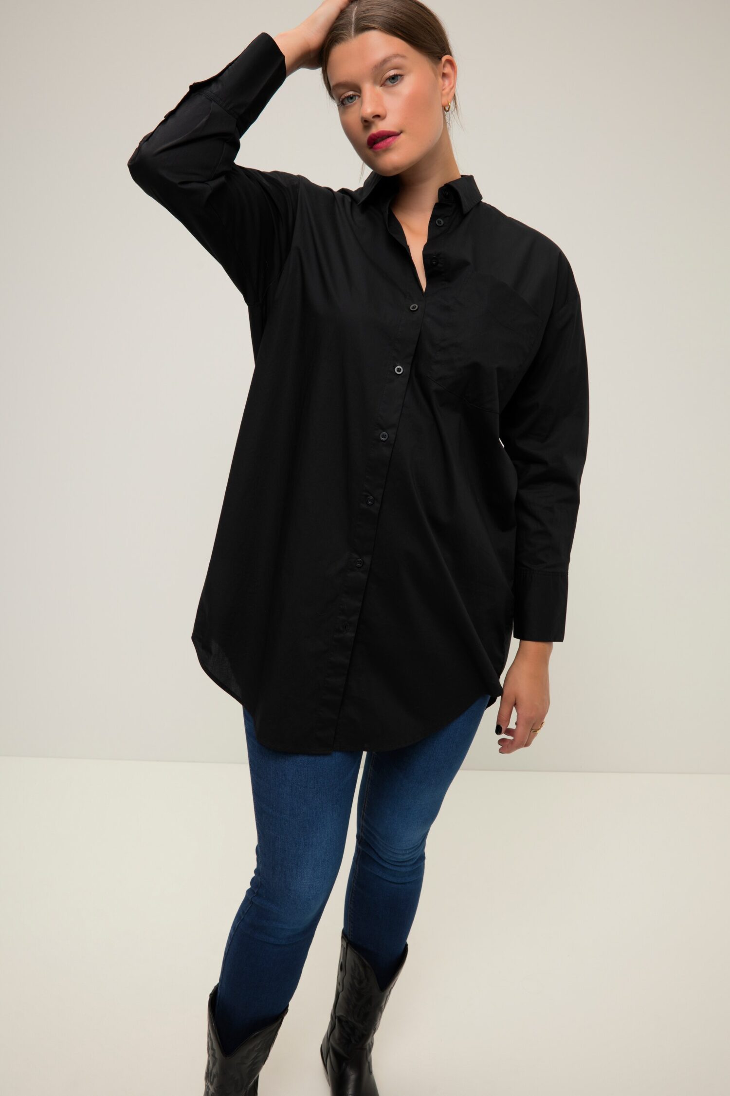 Πουκάμισο μονόχρωμο, μακρύ, oversized