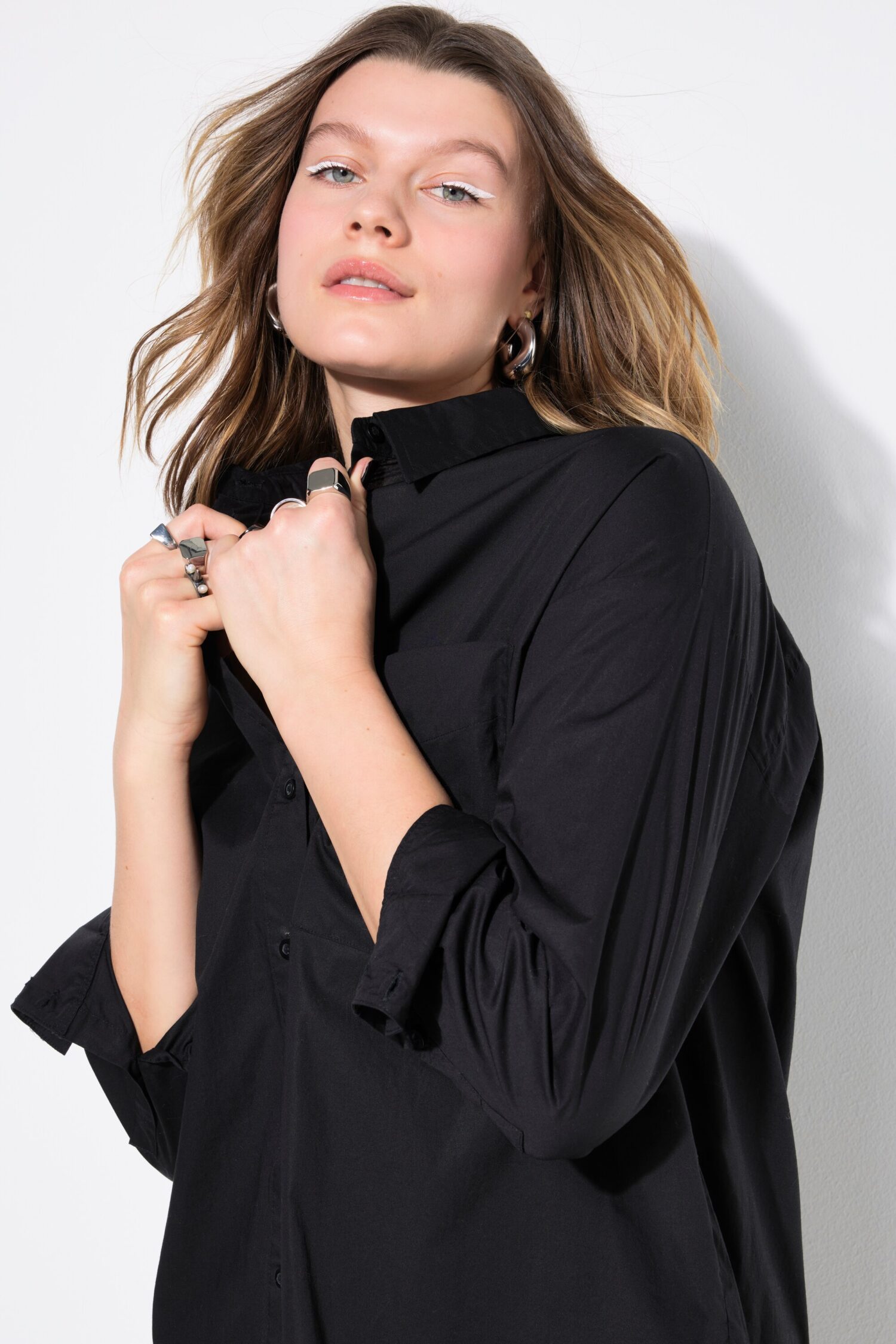 Πουκάμισο μονόχρωμο, μακρύ, oversized