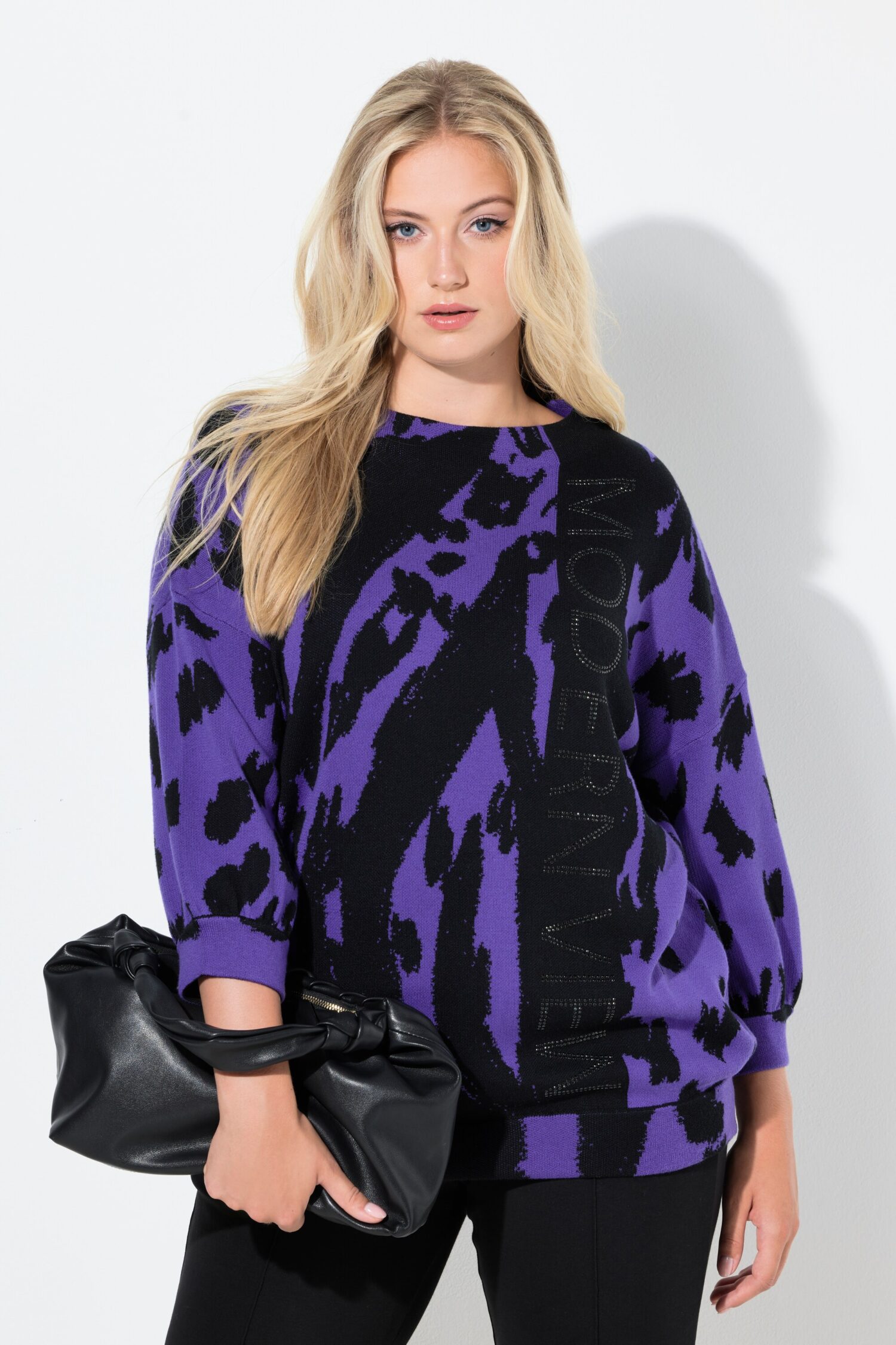 Πουλόβερ oversized με διχρωμία και στρας