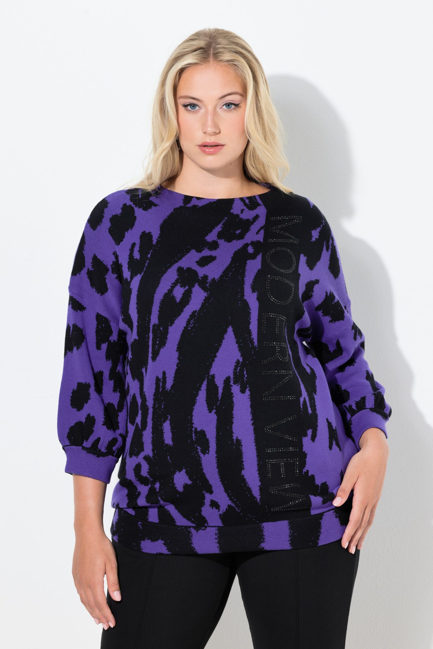 Πουλόβερ oversized με διχρωμία και στρας
