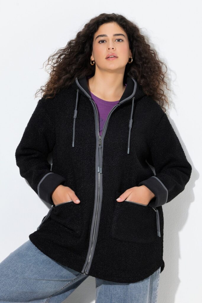 Ζακέτα, από μαλακό teddy fleece στο εσωτερικό και κουκούλα