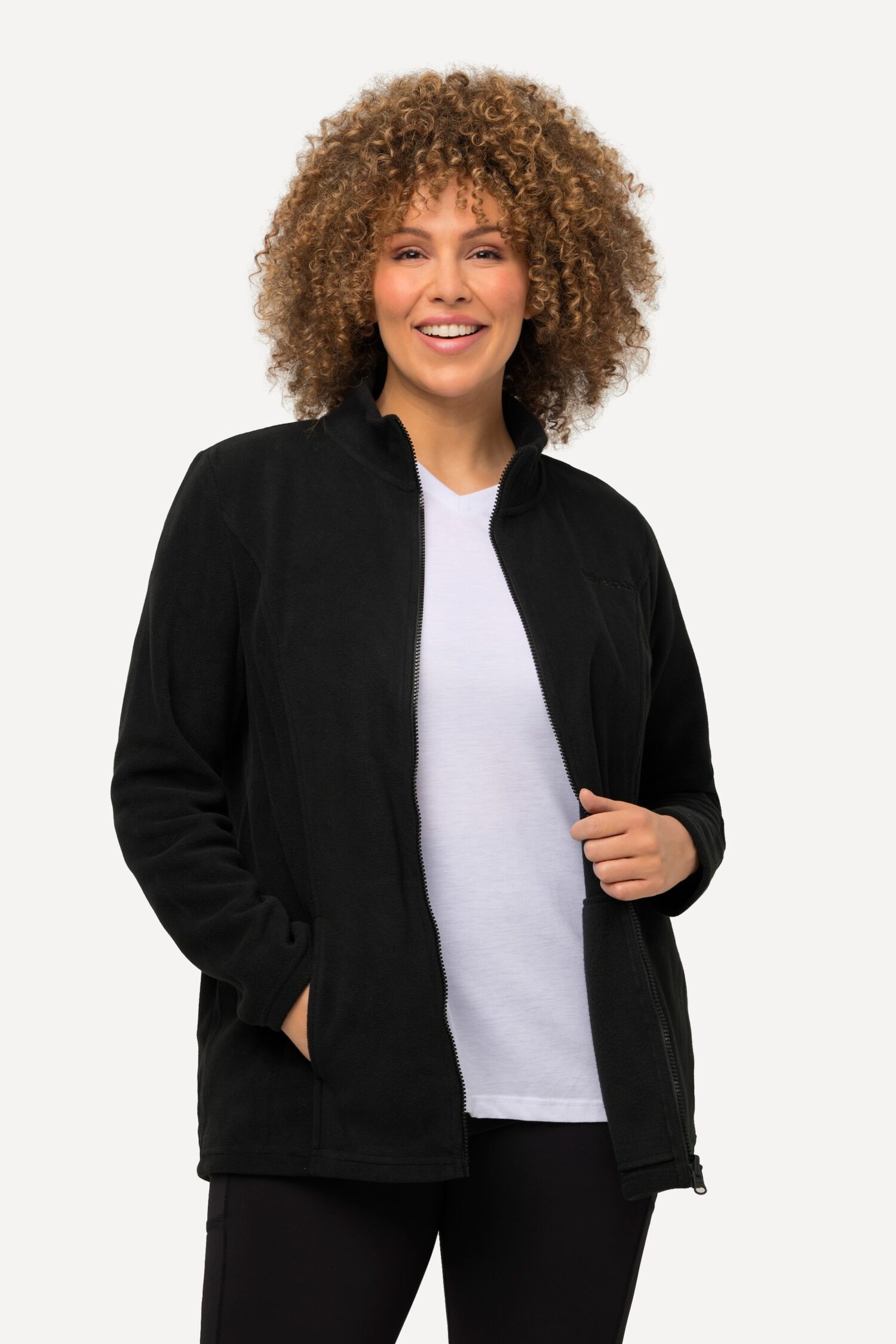 Ζακέτα fleece με φερμουάρ, όρθιο γιακά και μακριά μανίκια