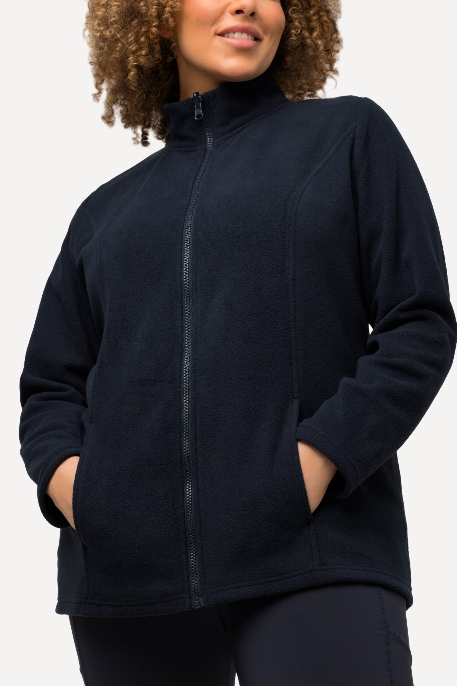 Ζακέτα fleece με φερμουάρ, όρθιο γιακά και μακριά μανίκια