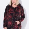 Ζακέτα fleece με κουκούλα και φλοράλ μοτίβο