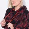 Ζακέτα fleece με κουκούλα και φλοράλ μοτίβο