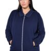 Ζακέτα oversized με γιακά, φερμουάρ και τσέπες