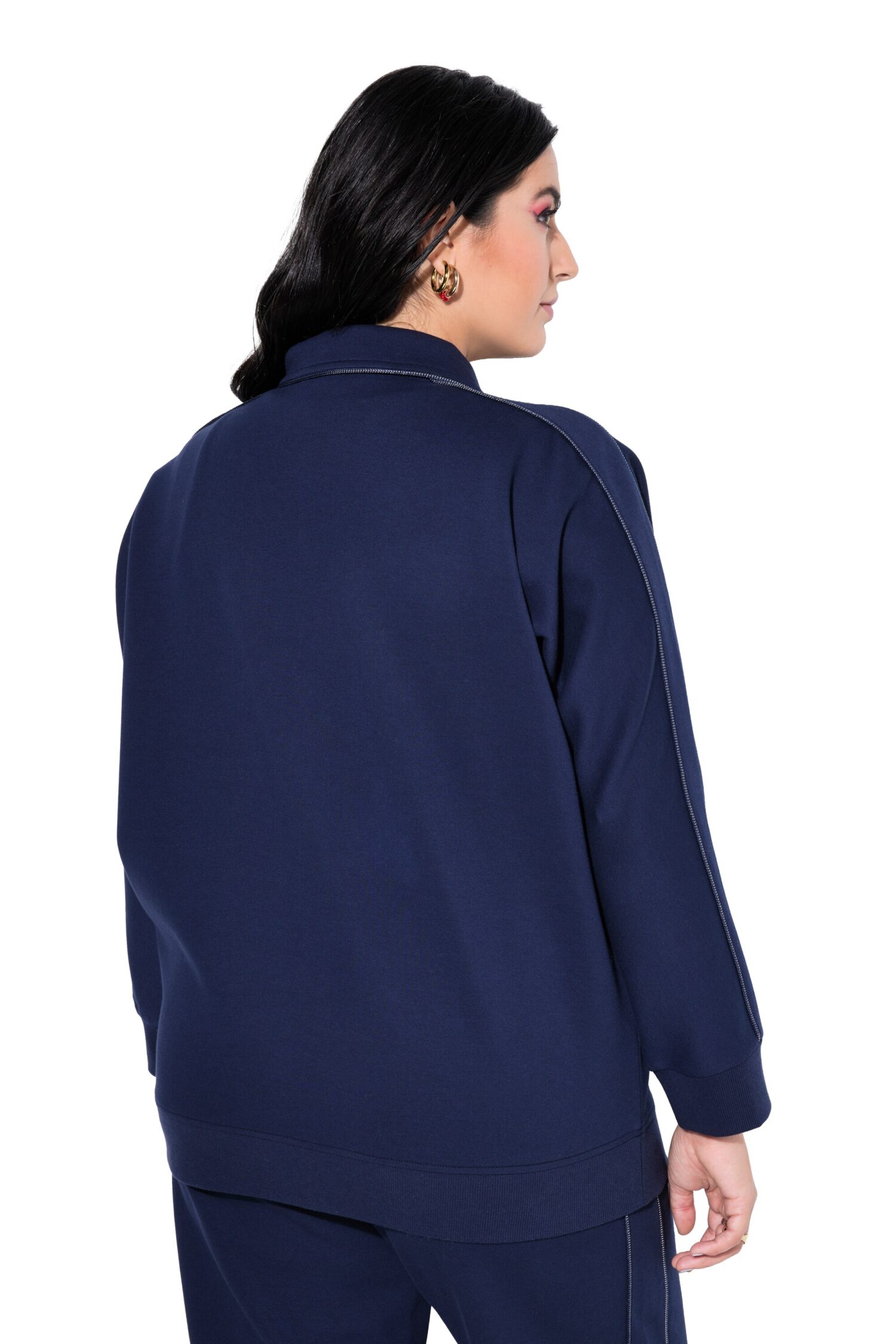 Ζακέτα oversized με γιακά, φερμουάρ και τσέπες
