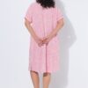 Φόρεμα λινό, oversized, ριγέ με γιακά