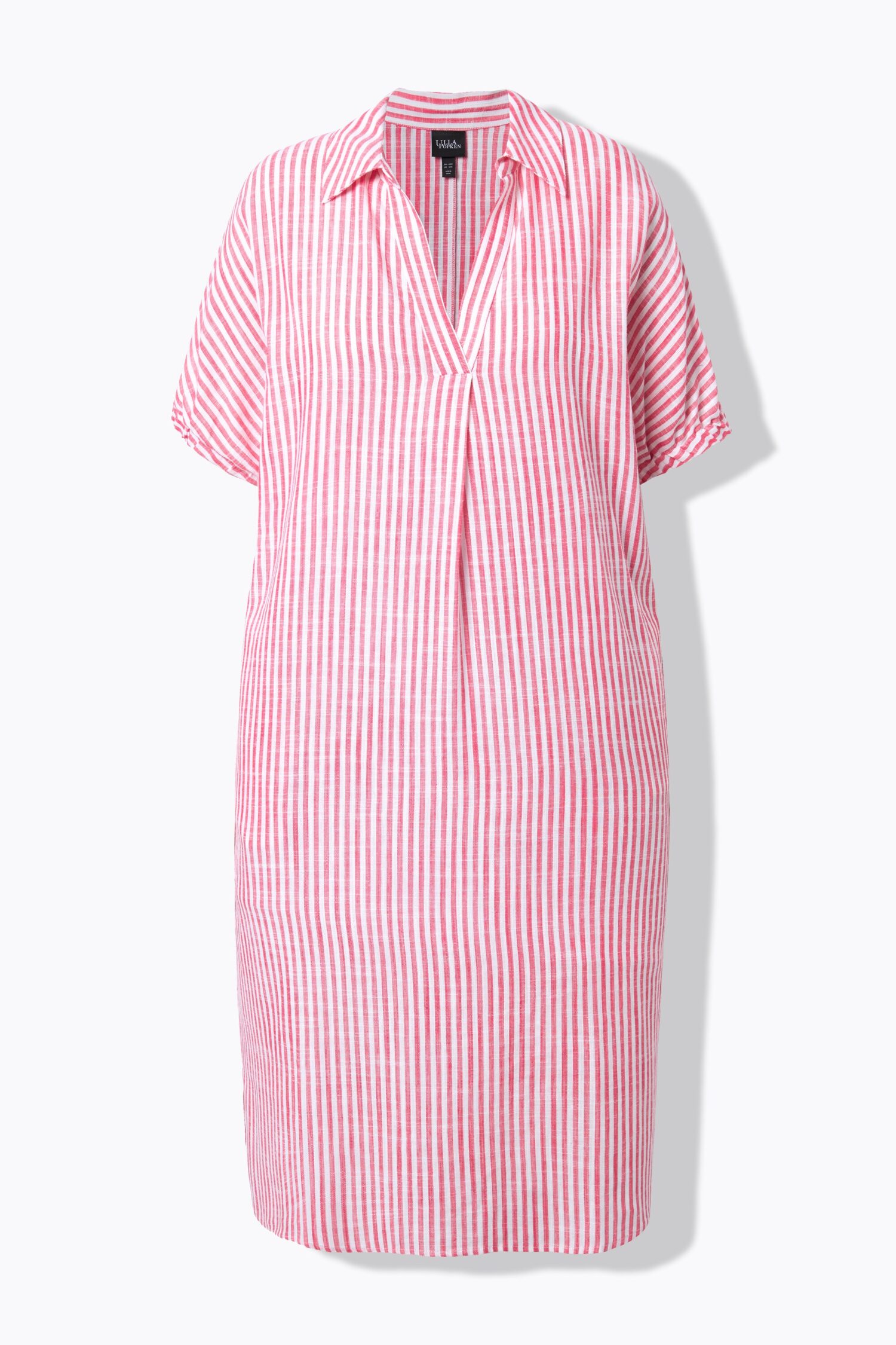 Φόρεμα λινό, oversized, ριγέ με γιακά
