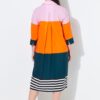 Φόρεμα σε γραμμή Α με color blocking και μανίκια 3/4