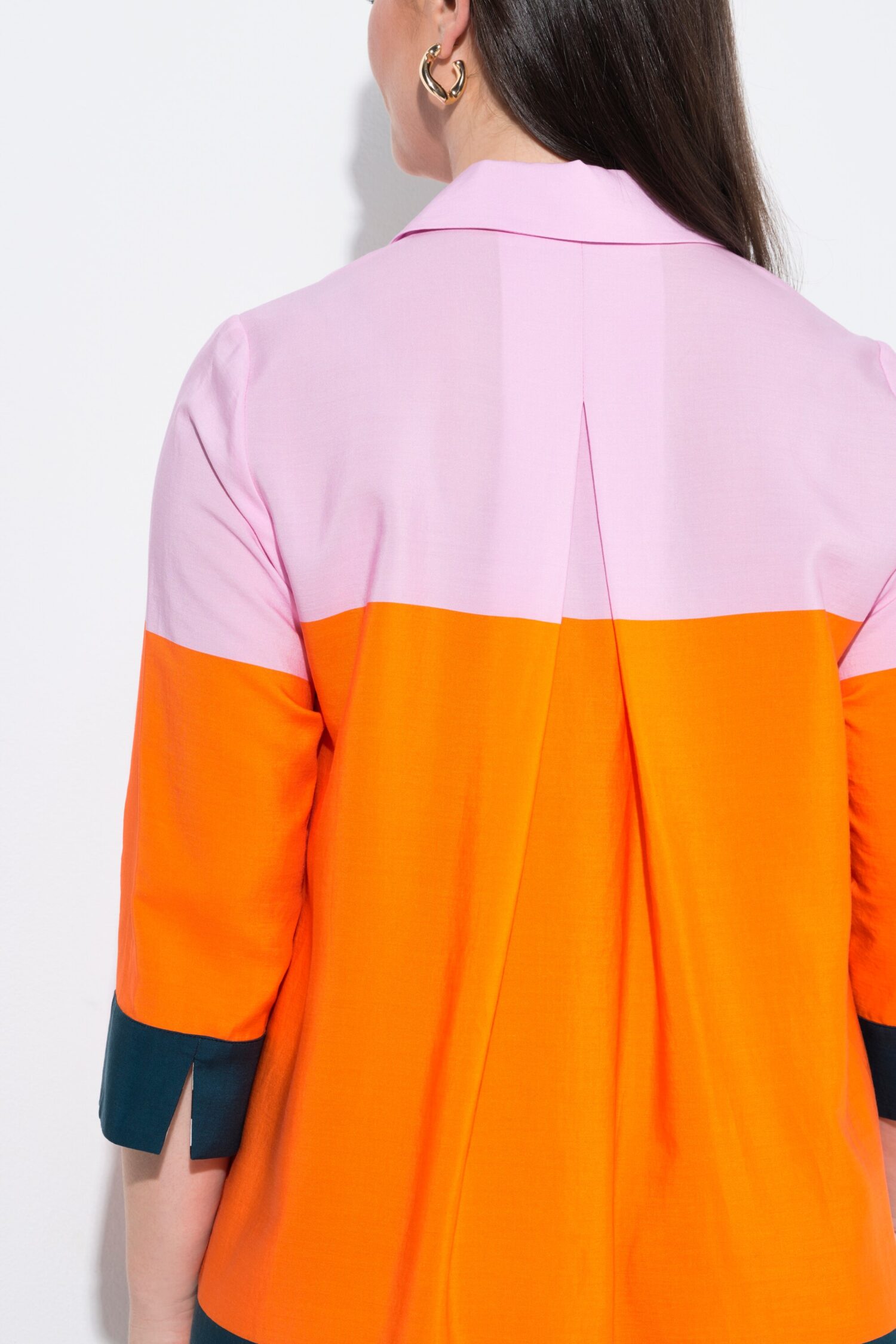 Φόρεμα σε γραμμή Α με color blocking και μανίκια 3/4