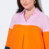 Φόρεμα σε γραμμή Α με color blocking και μανίκια 3/4