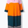 Φόρεμα σε γραμμή Α με color blocking και μανίκια 3/4