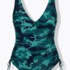 Μαγιό ολόσωμο με αφαιρούμενα cups, camouflage print και ρυθμιζόμενες τιράντες