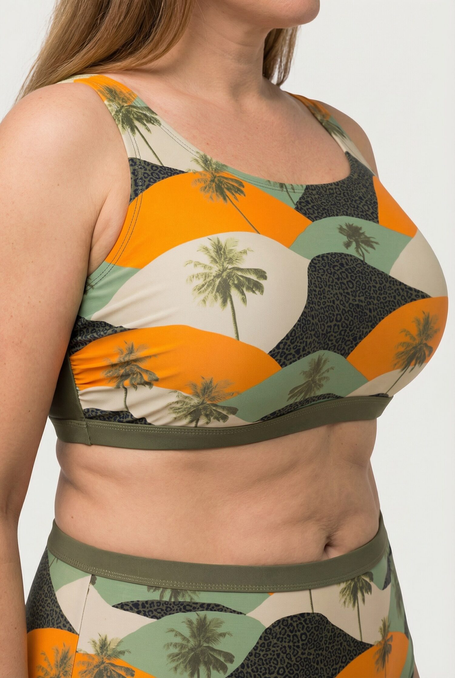 Μπικίνι σετ με palm print και ρυθμιζόμενες τιράντες