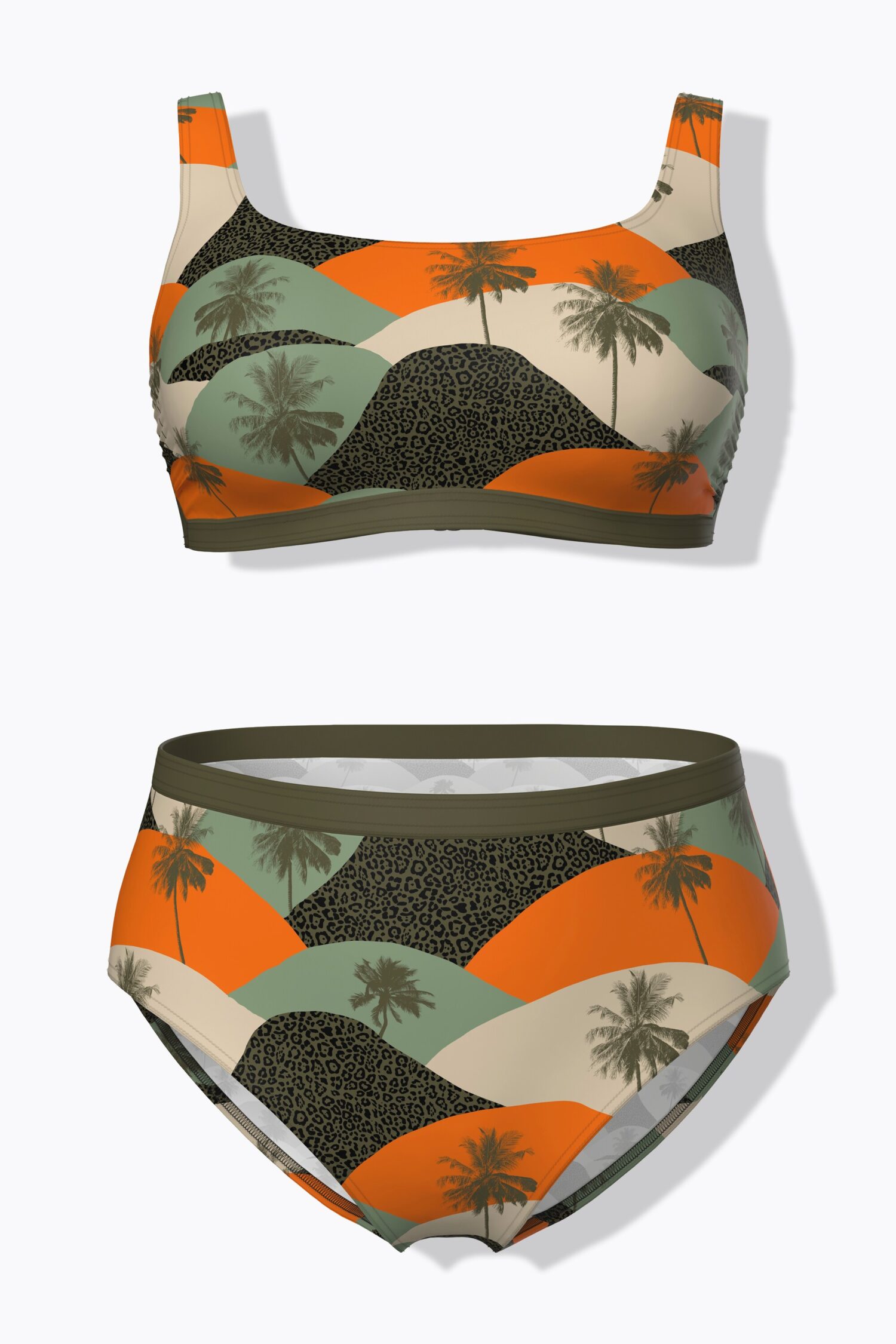Μπικίνι σετ με palm print και ρυθμιζόμενες τιράντες