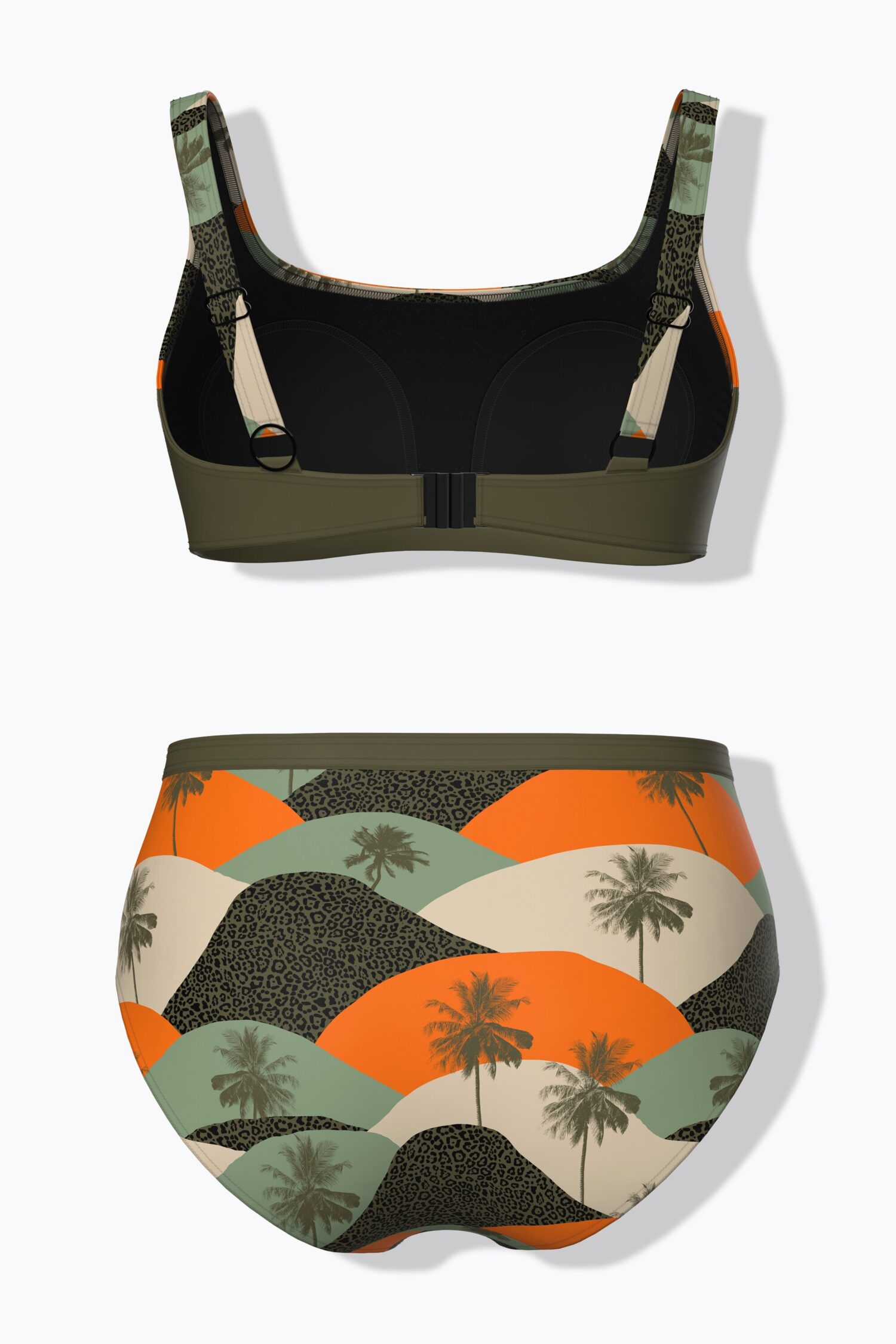 Μπικίνι σετ με palm print και ρυθμιζόμενες τιράντες