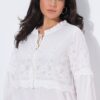 Μπλούζα boho με κέντημα και μακριά μανίκια