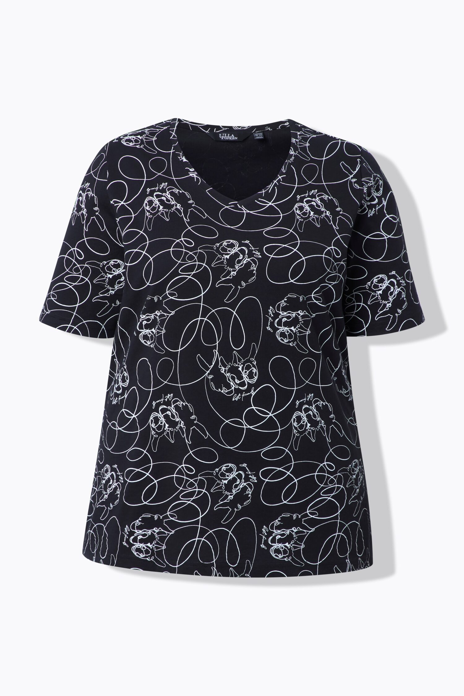 Μπλούζα με animal print, κοντά μανίκια και λαιμόκοψη V