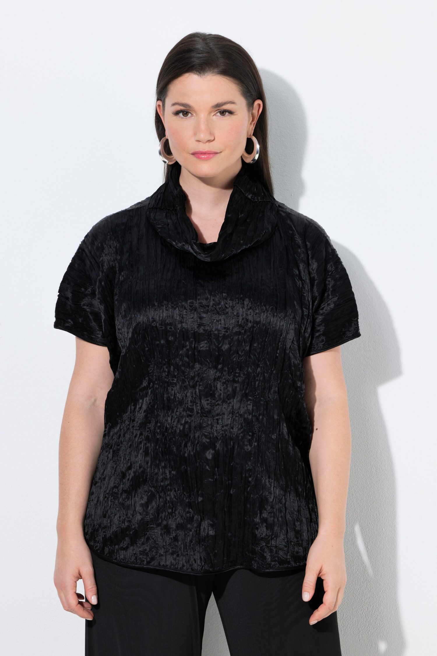Μπλούζα oversized με crinkle λεπτομέρειες με φαρδύ γιακά