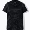 Μπλούζα oversized με crinkle λεπτομέρειες με φαρδύ γιακά