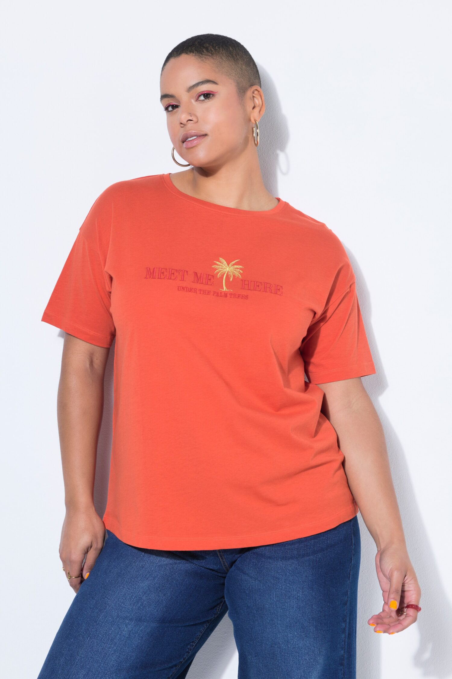 Μπλούζα oversized με κέντημα palm