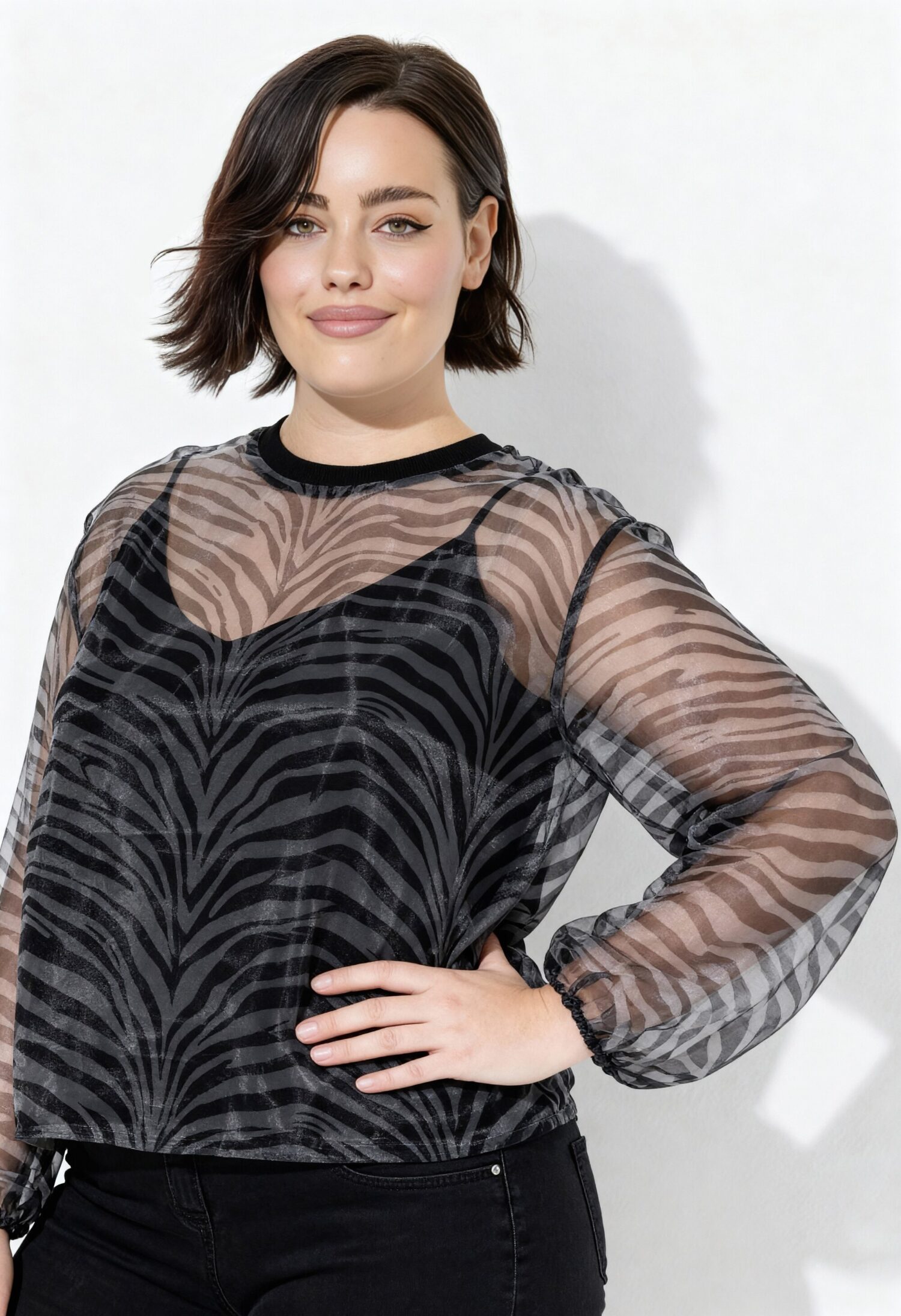 Μπλούζα oversized με layers και animal print