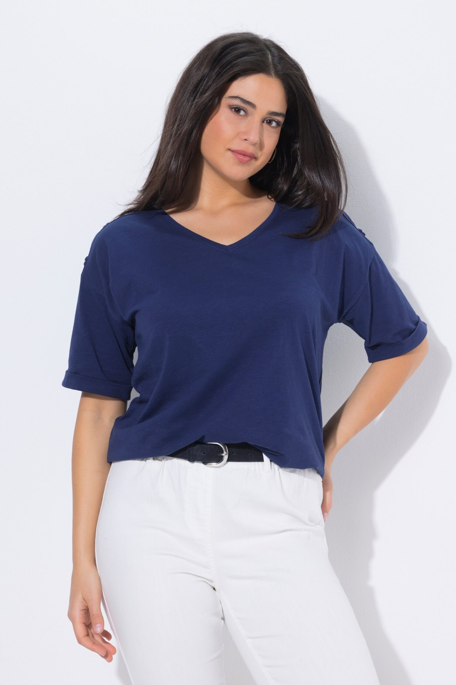 Μπλούζα oversized με λεπτή υφή και κοντά μανίκια