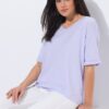 Μπλούζα oversized με λεπτή υφή και κοντά μανίκια