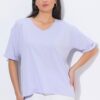 Μπλούζα oversized με λεπτή υφή και κοντά μανίκια