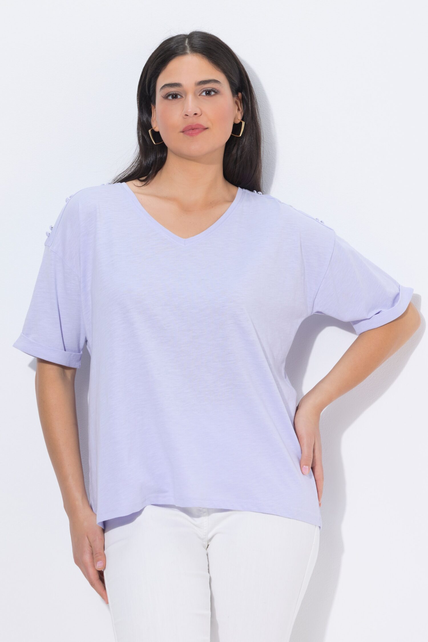 Μπλούζα oversized με λεπτή υφή και κοντά μανίκια