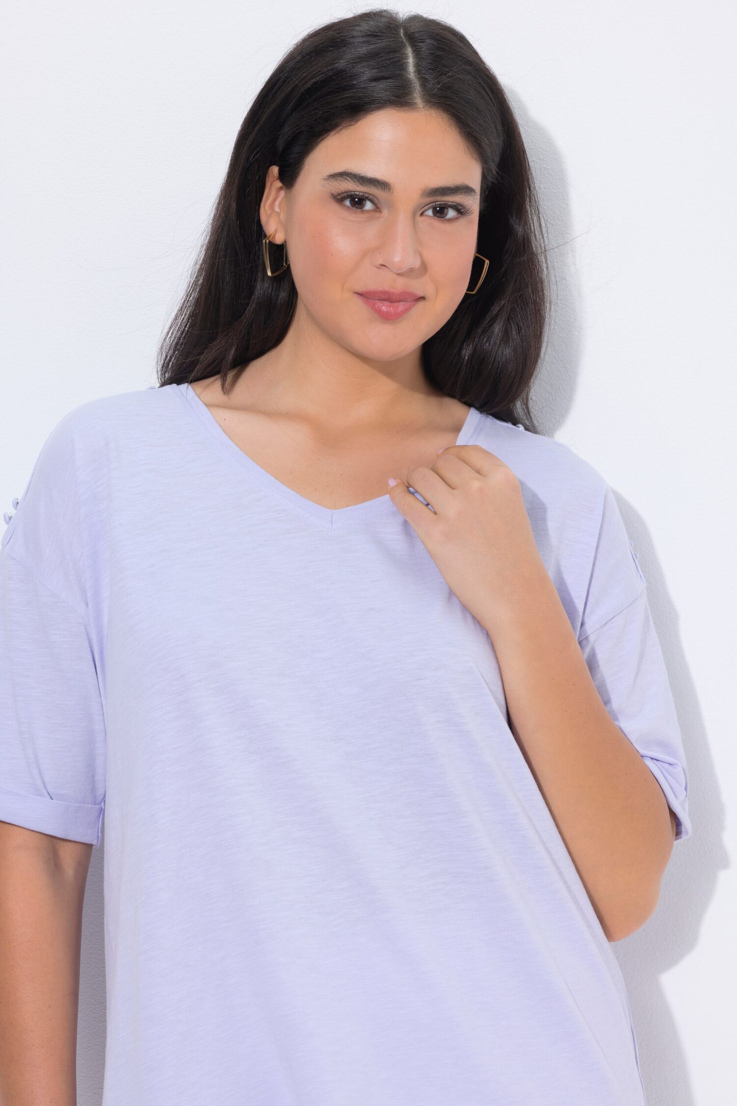 Μπλούζα oversized με λεπτή υφή και κοντά μανίκια