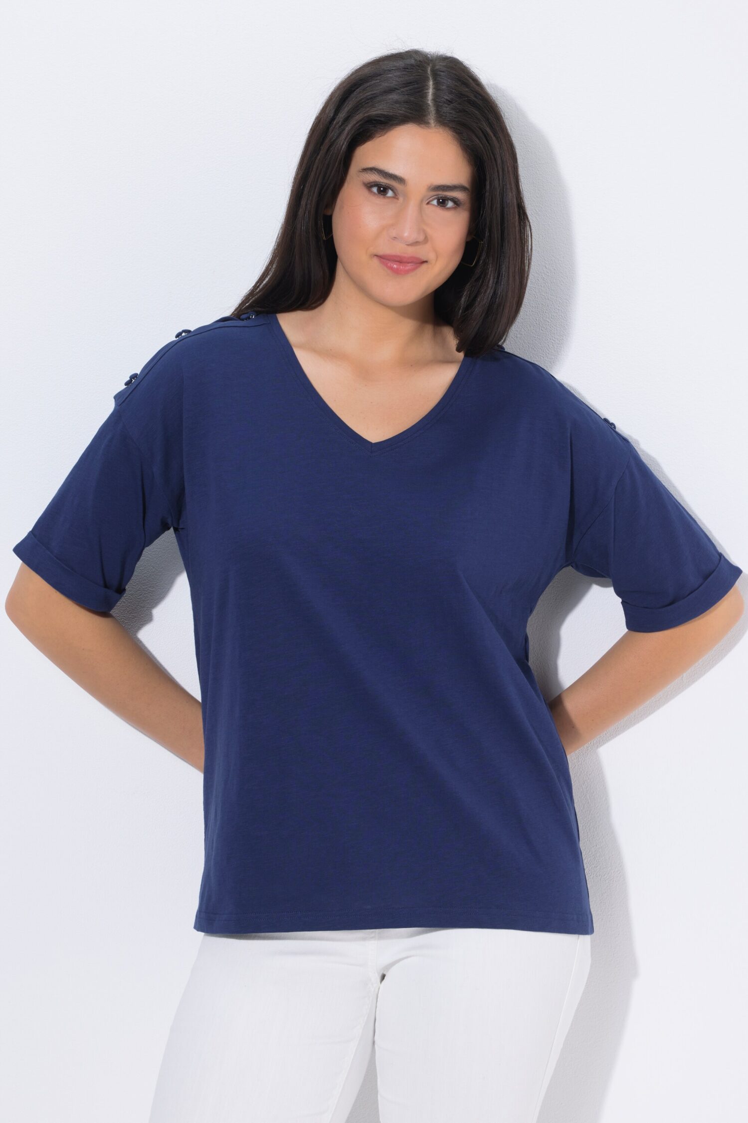 Μπλούζα oversized με λεπτή υφή και κοντά μανίκια