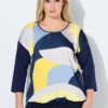 Μπλούζα oversized με πολύχρωμο σχέδιο και κορδόνι στο τελείωμα