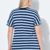 Μπλούζα oversized, ριγέ με κέντημα και κοντά μανίκια