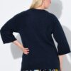Μπλούζα πλεκτή oversized με ριμπ υφή, όρθιο γιακά και μανίκια 3/4