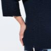 Μπλούζα πλεκτή oversized με ριμπ υφή, όρθιο γιακά και μανίκια 3/4