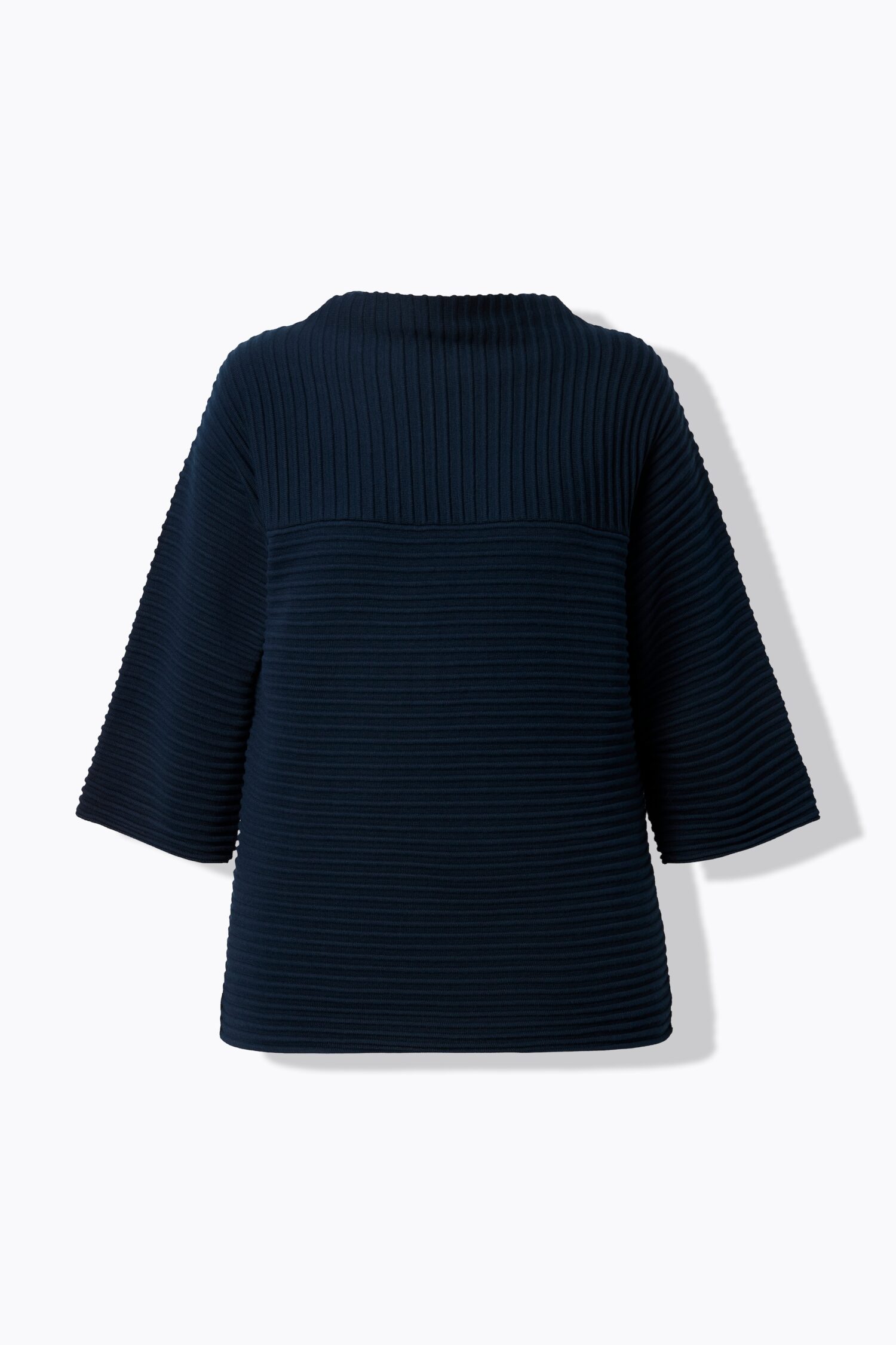 Μπλούζα πλεκτή oversized με ριμπ υφή, όρθιο γιακά και μανίκια 3/4