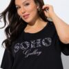 Μπλούζα σε γραμμή Α με κέντημα Soho και κοντά μανίκια