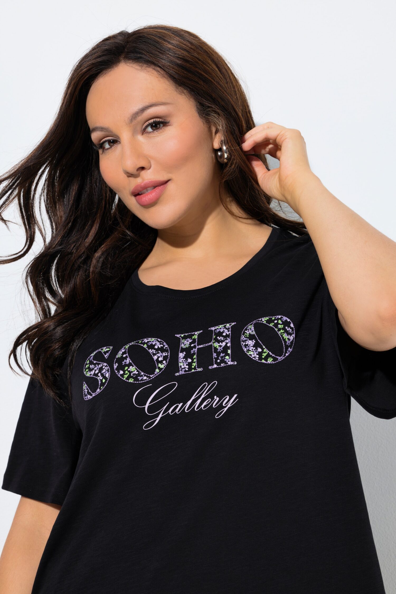 Μπλούζα σε γραμμή Α με κέντημα Soho και κοντά μανίκια