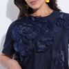 Μπλούζα σε γραμμή Α με layers και λαιμόκοψη με σκίσιμο και κουμπί