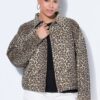 Μπουφάν oversized, λεοπάρ με ελαστικό τελείωμα